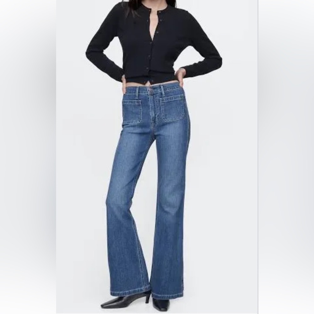 Gap High Rise 70’s Flare Denim Jeans SZ 31 12 Tall